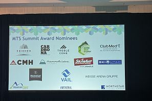 Leinwand mit den MTS Summit Award Nominees aufgelistet