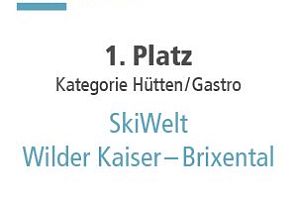 Auszeichnung Schneehöhen zum Top-Skigebiet 2023/24 1. Platz in der Kategorie Hütten und Gastro.