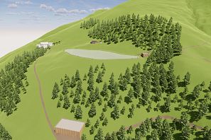 Visualisierung des neuen Speicherteichs Aiblboden in der SkiWelt Westendorf.