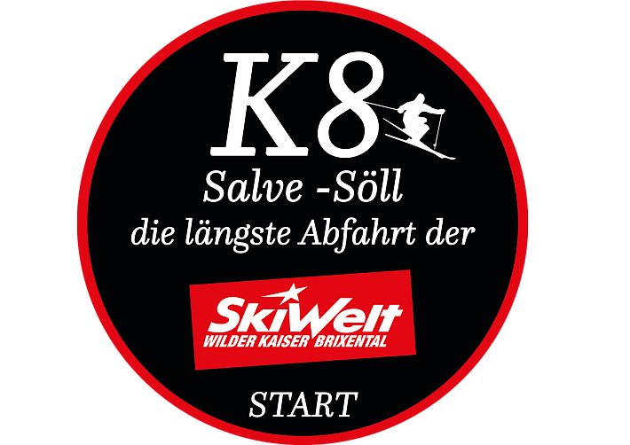Schild mit Informationen zur längsten Abfahrt.