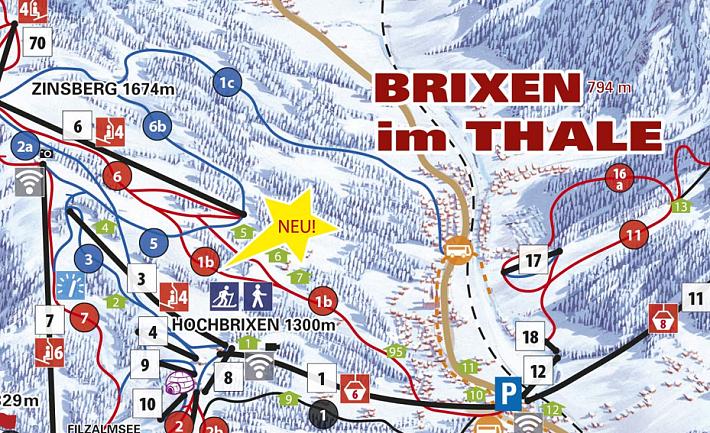 Ansicht des Pistenplans mit einer neuen Verbindung.