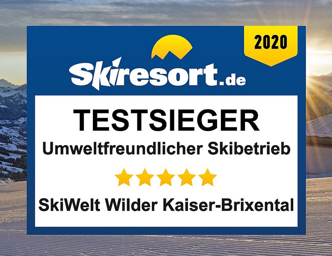 Auszeichnung von Skiresort.de: Testsieger 2020 für Umweltfreundlicher Skibetrieb, 5 von 5 Sterne