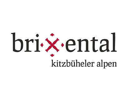 Brixental Logo Kitzbuehler Alpen mit schwarzer Schrift, das x in Brixental ist in rot, auf weißem Hintergrund
