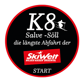 Schild mit Informationen zur längsten Abfahrt.