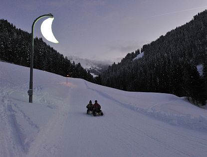 Nachtrodeln auf der Mondrodelbahn in Söll.