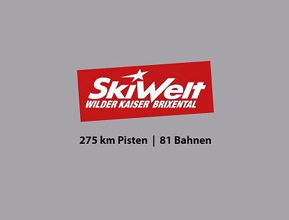 SkiWelt Logo mit Pistenanzahl und Anzahl der Bahnen.