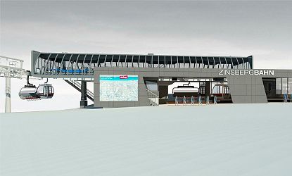 Visualisierung der Zinsbergbahn Talstation auf verschneitem Untergrund