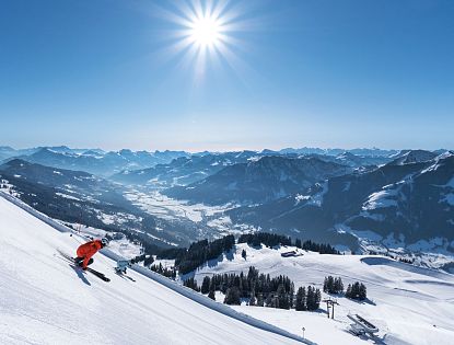 Perfekte Abfahrt bei Sonnenschein.